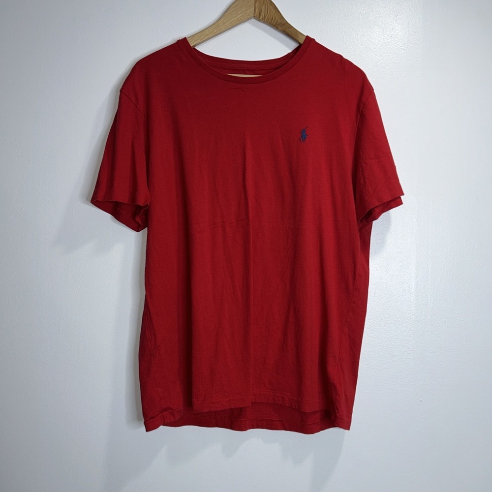 Men's Polo Ralph Lauren Red Classic Crew-Neck Cotton T-Shirt Size LG